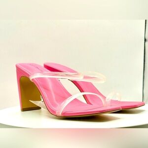 NWT The Drop Avery Pink‎ Clear Strap Square Toe Block Heel Sandal 6.5